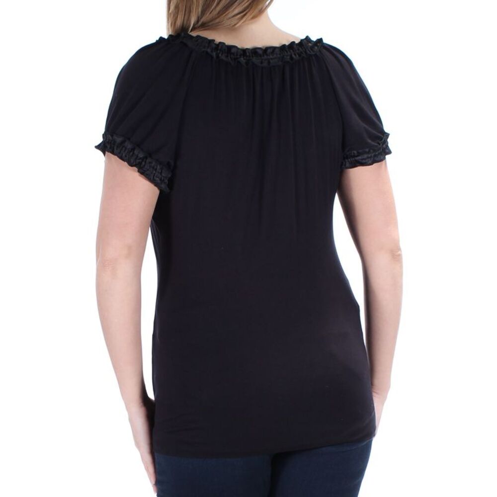 INC Womens Black Short Sleeve Scoop Neck Top Size: XS - Picture 3 of 3